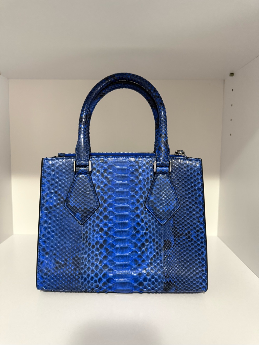 $2,995 Michael Kors Couture Collection Casey Cobalt Python satchel crossbody - Picture 3 of 11